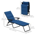 thumbnail image 3 of Outsunny Folding Lounge Chair w/ Cushion, Adjustable Back, Blue, 3 of 10