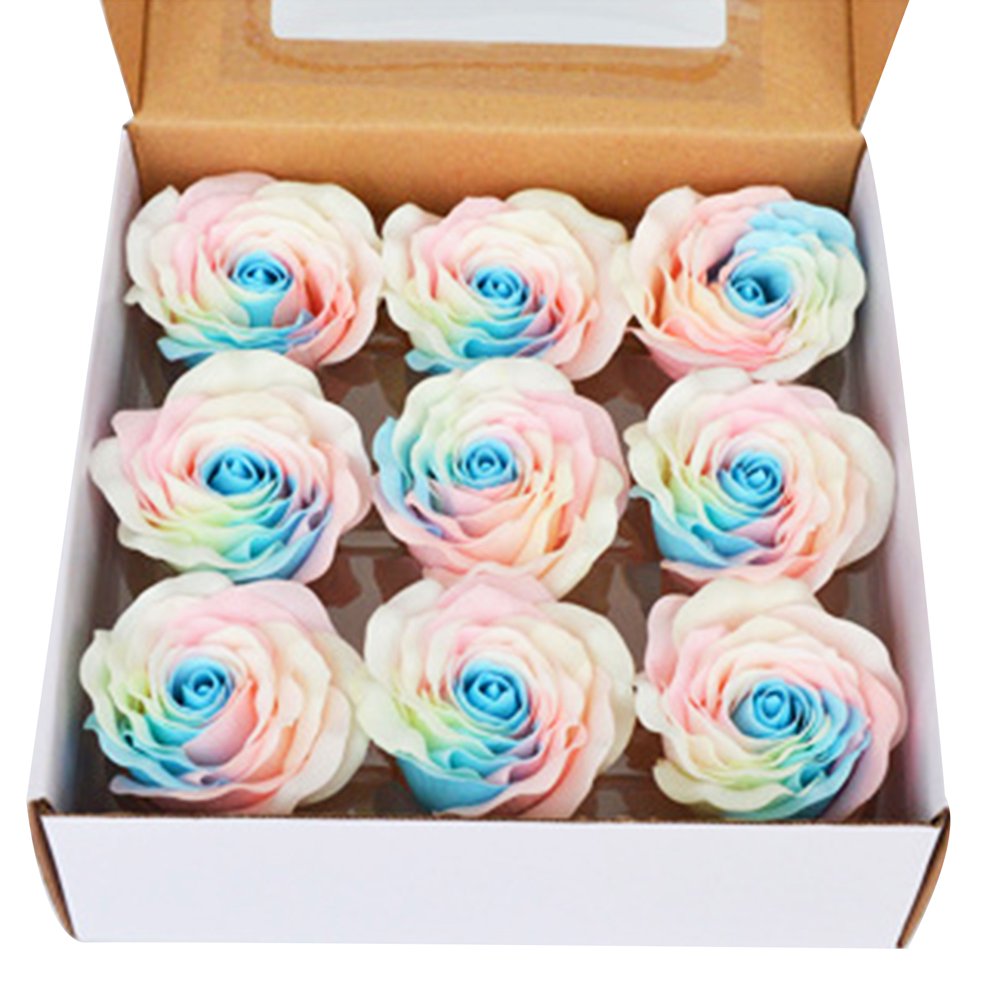 Boc 9Pcs/Box Luminous Soap Rose Flower Delicate Texture Essential Valentine‘s Day Scented Flowers Soap Home Decor