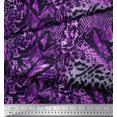 thumbnail image 3 of Soimoi Purple polyester Crepe Fabric Fish & Leopard Animal Skin Print Fabric by Yard 42 Inch Wide, 3 of 3