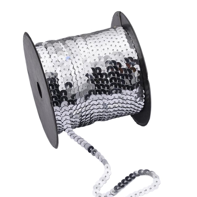 Ruiboury Bright Connection Sequin Ribbon For Crafting Projects 91.44M 6mm Sequin Trim A 6mm 100yards