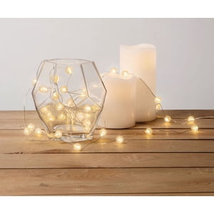 Merkury Innovations 13 ft Orbes craqués fil d'argent chaud blanc LED Feux à cordes, à piles 1-pack