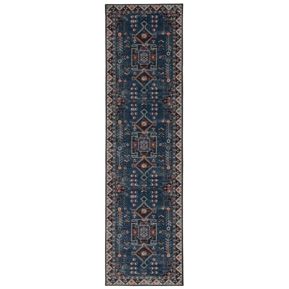 Tapis de couloir lavable Larson 2 pi x 8 pi sarcelle et ivoire