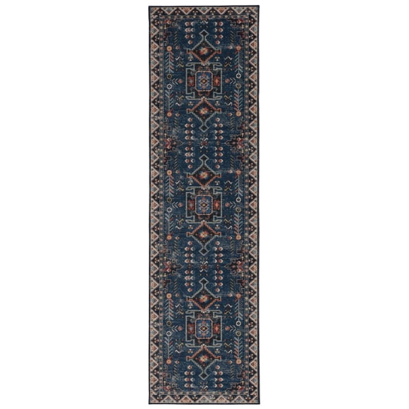 Tapis de couloir lavable Larson 2 pi x 8 pi sarcelle et ivoire