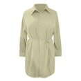 thumbnail image 4 of Mrat Combinaison Chemise Grande Taille pour Femmes Col en V Été Décontractée à Boutons Manches Longues Barboteuses Shorts Robe Combinaisons pour Femmes P-89 Vert Armée 5TG, 4 of 8
