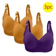 thumbnail image 1 of Bras for Women, 3PC Womans Large Size Solid Color Without Steel Ring Gathering Comfortable Bras Daily Bra, 1 of 2