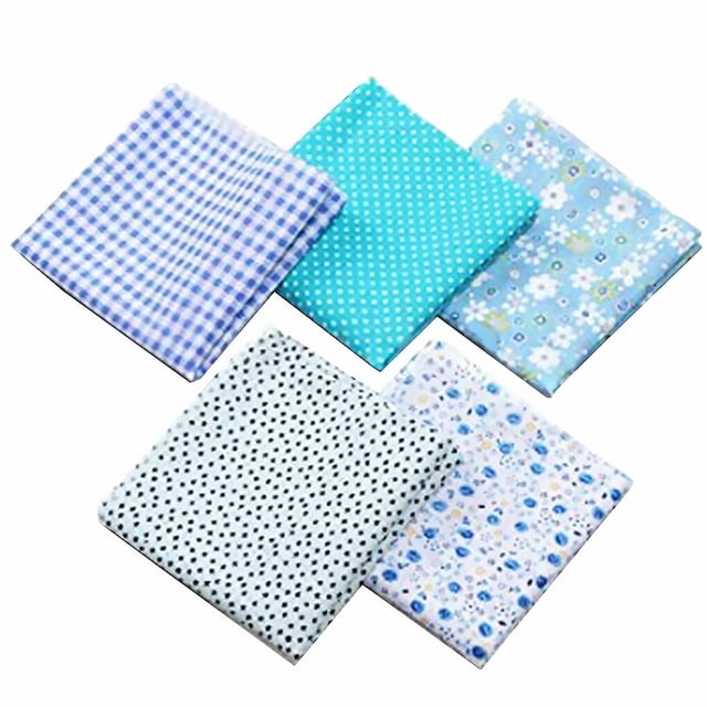 Unatoiry 5PCS Cotton Fabric Sewing Material Value Bundle Scraps Offcuts Quilting 50*50cm blue 1Set