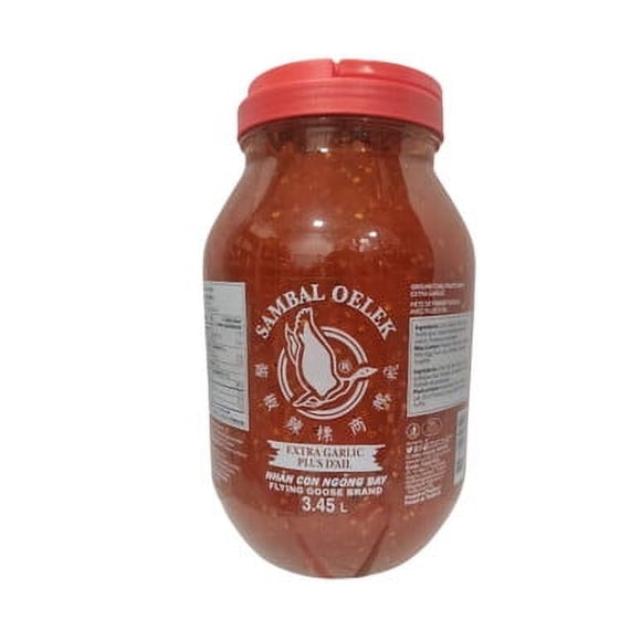 Flying Goose Sambal Oelek with Extra Garlic, Authentic Thai Chili Paste, 3.45 L (7.6 lbs) Bulk Foodservice Jug