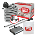 thumbnail image 1 of Ultra Clean Central Vacuum Electric Attachment Kit - Dual Voltage 24V / 110V Hose with 3-Way on/Off Switch Handle- Sweep N Groom Rugmaster Electric Power Nozzle – Set of Chromed Wands, 1 of 5