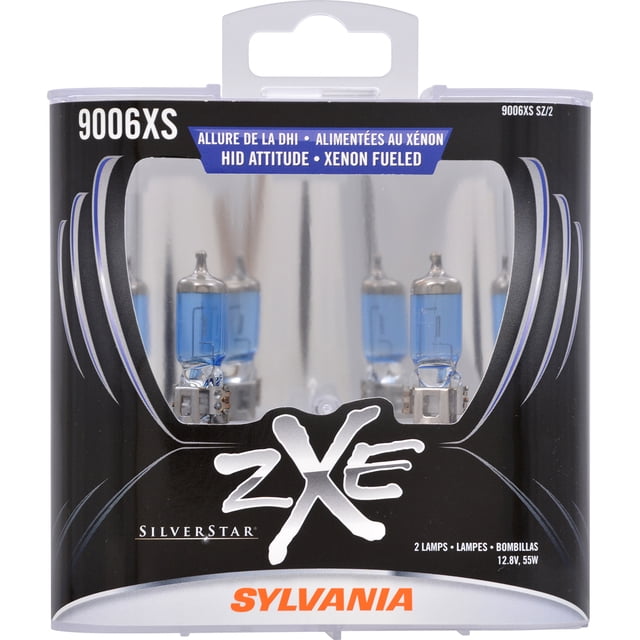 SYLVANIA - 9006XS (HB4A) SilverStar zXe High Performance Halogen Headlight Bulb - Bright White Light Output, HID Attitude, Xenon Fueled Technology (Contains 2 Bulbs)