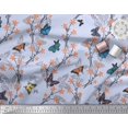 thumbnail image 2 of Soimoi Blue polyester Crepe Fabric Flower & Butterfly Decor Fabric Printed BTY 52 Inch Wide, 2 of 5