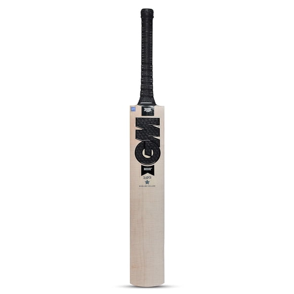 GM Noir 303 Chauves-Souris de Cricket en Saule Anglais pour Hommes / Bande Tissée Croisée sur le Visage / Taille-5, Léger, avec Couverture Complète / Noir