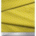 thumbnail image 3 of Soimoi Yellow Silk Fabric Lemon Slice Block Printed Craft Fabric by the Yard 42 Inch Wide, 3 of 5