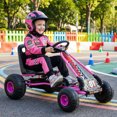 thumbnail image 4 of Gymax Kart à Pédales pour Enfants à 4 Roues avec Embrayage et Frein à Main Roues Multi-Terrain Rose Rose, 4 of 10