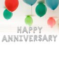 thumbnail image 2 of 16 Inch HAPPY ANNIVERSARY Letters Balloons Decorative Aluminum Film Balloons Set for Wedding Party (Silver), 2 of 9