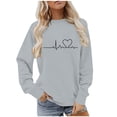 thumbnail image 1 of BLVB Chandail à Col Rond pour Femmes, Imprimé de Cœur, Manches Longues, Mignon, Coupe Ample, Léger, Hauts d'Automne, Cadeaux de la Saint-Valentin, 1 of 5