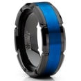 thumbnail image 1 of Mens Tungsten Ring Grooved Wedding Band Black Blue Comfort-fit 8MM, 1 of 3