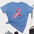 thumbnail image 1 of TIMIFIS Chandails de Sensibilisation au Cancer du Sein pour Femmes Été Ample Imprimé T-Shirt à Col Rond Manches Courtes Blouse Décontractée Automne/hiver, 1 of 5