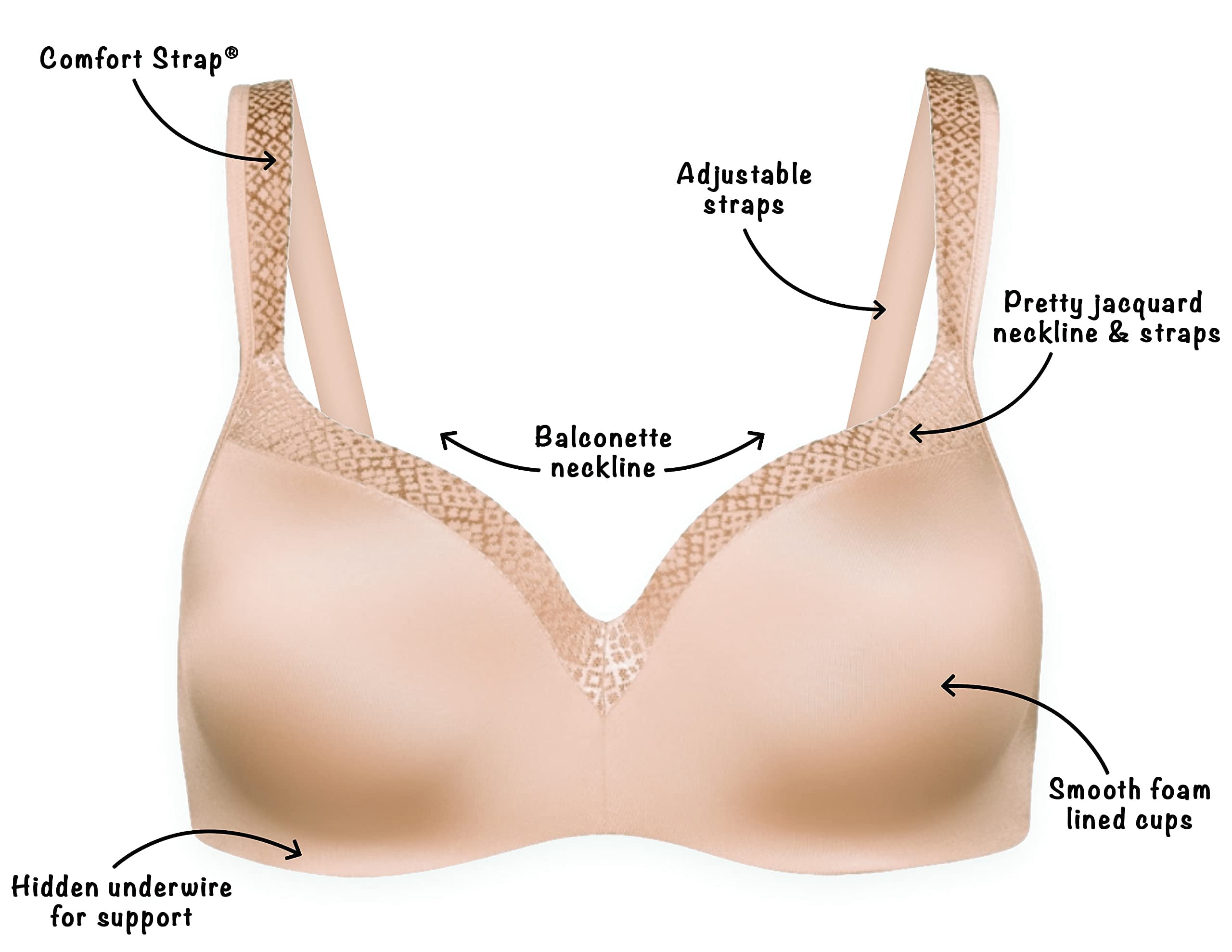 Playtex Secrets 4823 Secrets Body Revelation Underwire Bra Size 36D - White
