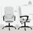 thumbnail image 3 of Vinsetto Chaise de Bureau de Massage, Chaise de Bureau en Tissu de Lin avec Repose-Pieds, Blanc, 3 of 10