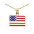 thumbnail image 1 of Collier Pendentif Drapeau Américain en Or Jaune 14K avec Chaîne, 1 of 4
