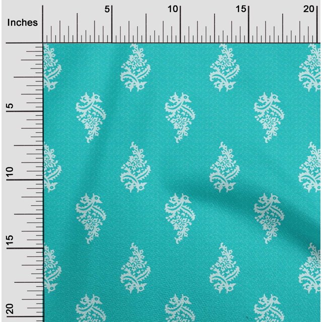 oneOone Viscose Chiffon Fabric Leaves & Floral Block Print Fabric BTY 42 Inch Wide