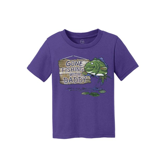 T-Shirt en Coton pour Enfants « Gone Fishing With Daddy » - Violet - Petit