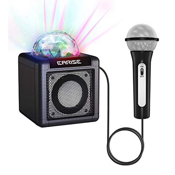 EARISE T12 Karaoke Machine for Kids with Microphone, Wireless Karaoke Speaker Microphone Bluetooth Speaker for Girls Boys Age 3+, LED Disco Lights, Singing Toy Microphone