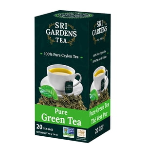 Sri Gardens Tea Pure vert Tea, 20 Tea Sacs