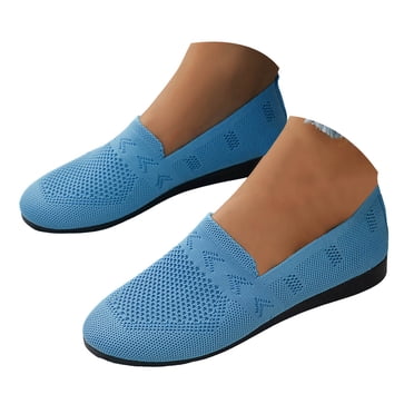 Dakaela Chaussures Ballerines pour Femmes Confort Bout Rond Chaussures Habillées en Tricot Marche Conduite Mocassins à Enfiler