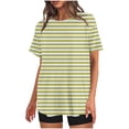 thumbnail image 1 of Mikilon Ensemble Élégant pour Femmes 2 Pcs Mode Décontractée Rayé Imprimé Col Rond Épaule Tombante Shorts Ensemble Deux Pièces Jaune TG, 1 of 4
