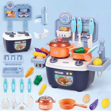 LSLJS Kitchen Play Set with Accessories- Mini Kitchen Set with Realistic Water Outlet - Indoor Games Kitchen Cooking Playset - Toys for Toddlers Children & Girls, Kids Toys