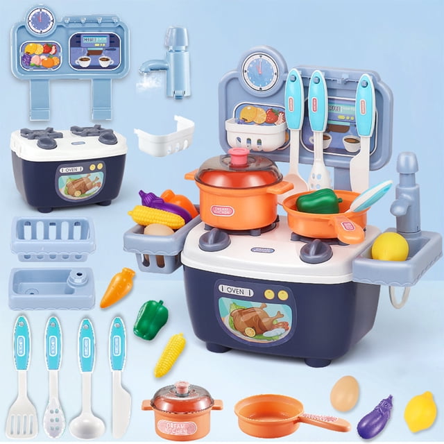 LSLJS Ensemble de Cuisine avec Accessoires - Mini Ensemble de Cuisine avec Sortie d'Eau Réaliste - Jeux d'Intérieur Ensemble de Jeu de Cuisine - Jouets pour Tout-Petits Enfants et Filles, Jouets pour Enfants