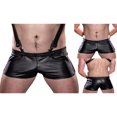 thumbnail image 4 of Men PU Shorts Slim Fit PU Leather Male Temptation Shorts, 4 of 5