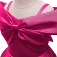 thumbnail image 5 of PMVFHDE Robe 4t Filles Robe Élégante Épaules Dénudées Ligne A Décontractée Fête Robes Rose Vif,6-7 Ans, 5 of 5