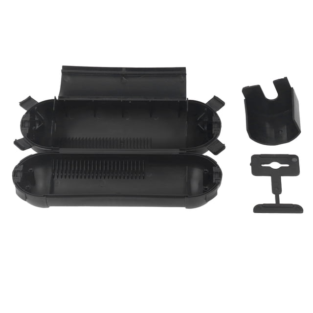 Couverture de Rallonge Extérieure par Estink, Boîtier de Connexion Électrique Étanche en Matériau ABS durable. la Couverture Noire Mesure Environ 210 x 69 x 69 mm et Présente une Conception à Double Fermeture avec une Rondelle en Caoutchouc et une Fermeture à Pression Superposée pour une protection Sécurisée. Convient aux Connexions de Fils Extérieurs AWG14, AWG16 et compatible avec des Fils de Calibre 12, 14 et 16, Ainsi Que des Fiches standard à 3 Broches et Polarisées à 2 Broches. Comprend une Couverture de Rallonge et Deux Accessoires.