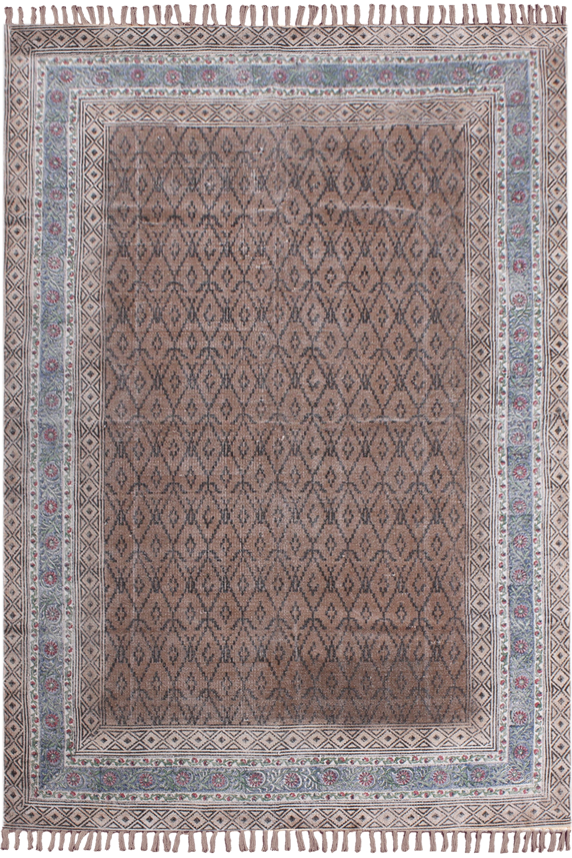 Casavani Geometric Eco friendly Outdoor Mat, Brown 7x10 Ft