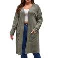 thumbnail image 1 of FAIWAD Women Long Cardigan Sweaters with Pocket Long Sleeve Ribbed Knit Open Front Coat, 1 of 7