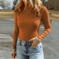 thumbnail image 2 of Yuyuzo Womens Ribbed Basic Tops Turtleneck Long Sleeve Stretchy Tight Pullover Blouse Dailywear Undershirts, 2 of 7