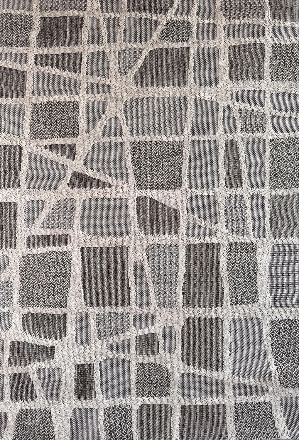 Tapis d'interieur exterieur abstrait Rug Branch Hogar, gris creme, moderne - Salon, chambre, salle a manger et cuisine