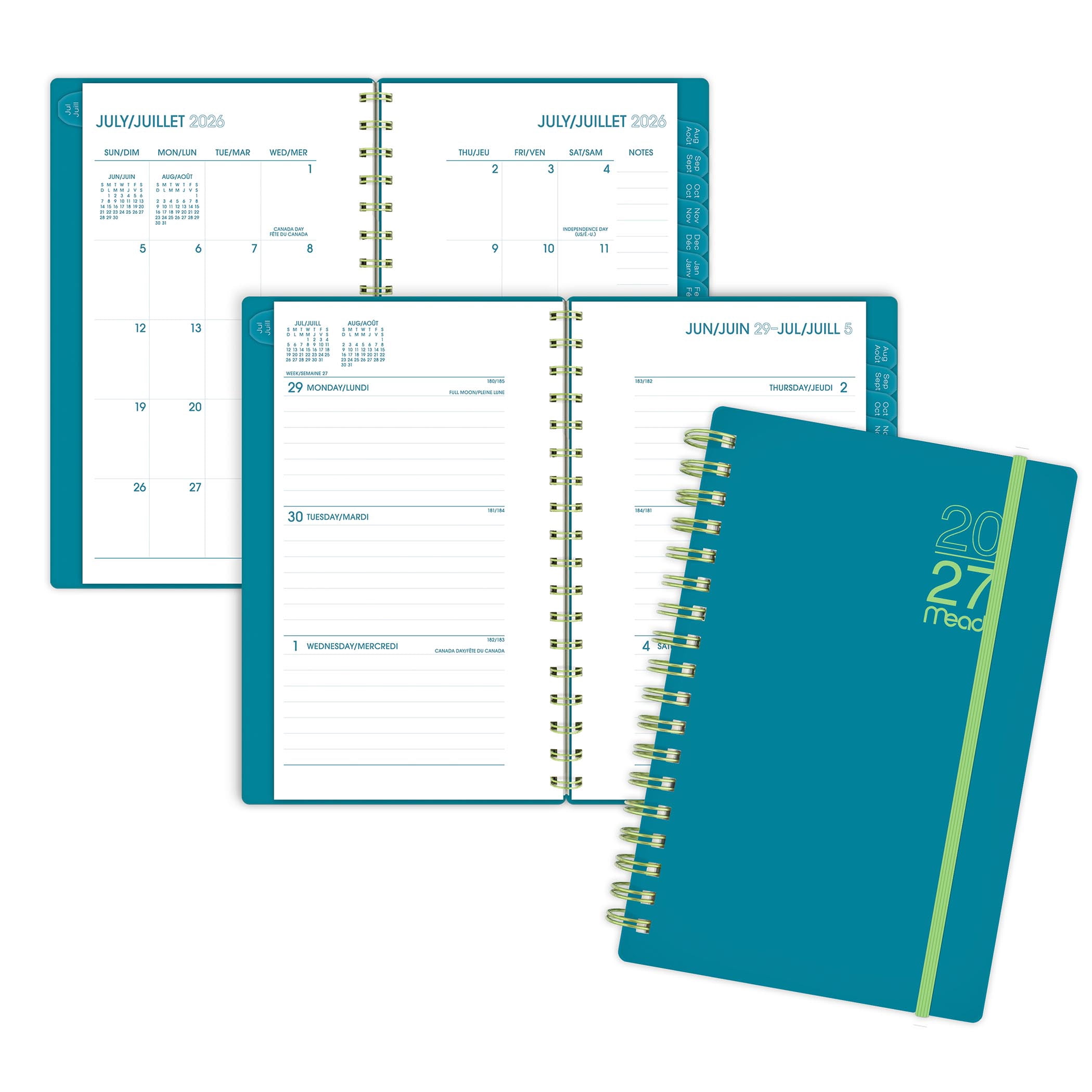 Agenda de poche hebdomadaire et mensuel Mead Teal Color Pop 2027