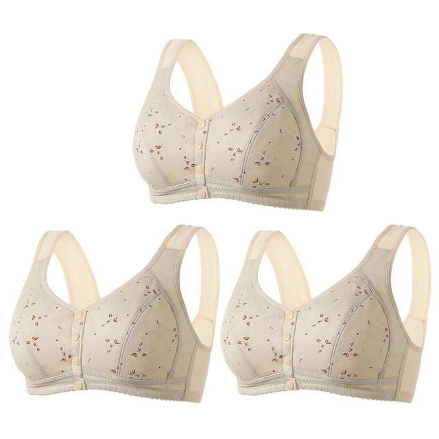 Bigersell Womens Sports Bras Multipack Snap Front Closure Push-Up Bra Style R-1 Polyester Breathable Lightly Lined Bras