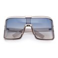 thumbnail image 1 of Fancy Large Oversized Curved Panel Monoblock Shield Sport Plastic Sunglasses Slate - Blue Brown, 1 of 7