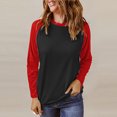 thumbnail image 2 of Timegard Hauts pour Femmes Manches Longues Col Rond T-Shirts à Blocs de Couleur Automne Décontracté Confortable Ample, 2 of 7