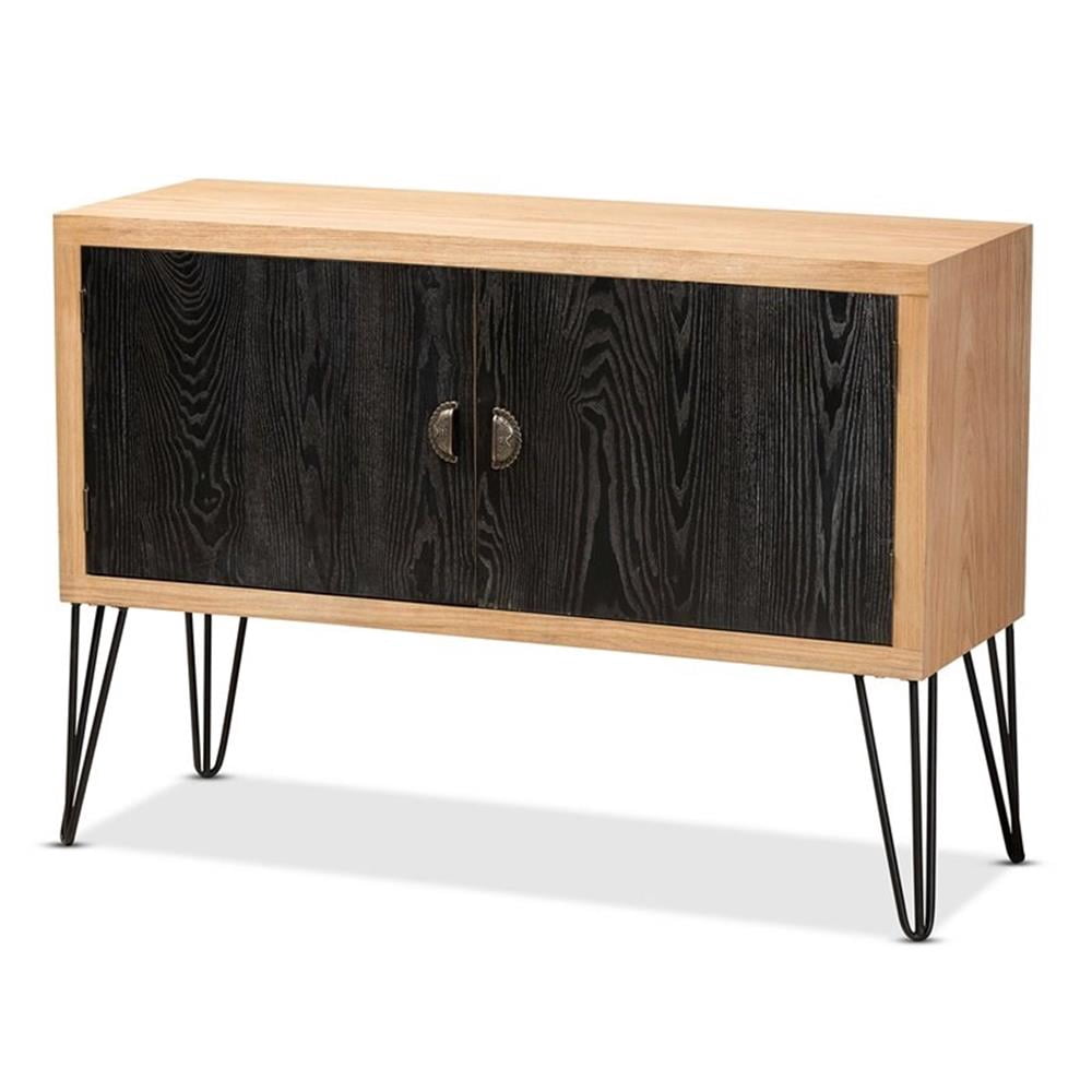 Bowery Hill Modern Engineered Wood/Metal Storage Cabinet in Black/Walnut