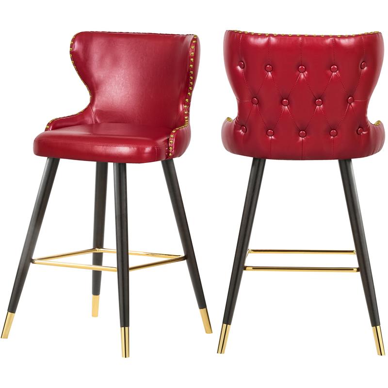 Meridian Furniture Hendrix Red Faux Leather 28" Bar Stool (Set of 2)