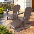 thumbnail image 1 of Costway 2 PCS Outdoor Patio HDPE Adirondack Chair Beach Seat Retractable Ottoman Coffee, 1 of 9
