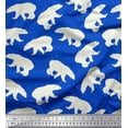 thumbnail image 1 of Soimoi Blue Poly Georgette Fabric Polar Bear Animal Printed Fabric 1 Yard 52 Inch Wide, 1 of 5
