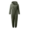 thumbnail image 4 of Penkiiy Combinaisons pour Femmes Femmes Combinaison à Capuche à Manches Longues Pyjama Décontracté d'Hiver Chaud Combinaison de Nuit Vert Armée TP Combinaisons, 4 of 8