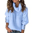 thumbnail image 1 of Innerwin Chandail à Manches Longues pour Femme, Haut de Type Jumper, Fête, Hiver, Chaud et Confortable, Chandails Tricotés, Bleu Ciel, M, 1 of 2