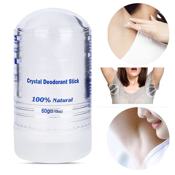 Bâton Déodorant en Cristal 60 g Alun pour le Corps et les Aisselles, Éliminateur d'Odeurs, Antisudorifique pour Hommes et Femmes